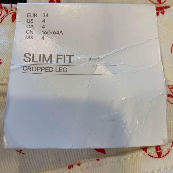 H&M Slim Fit Cropped Leg High Rise Floral Jeans Size 4 - Picture 4 of 6